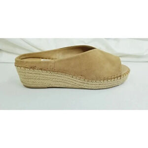 Franco Sarto Size 11M Women's Camel Color Suede Slip On Wedge Heel Pine Slide